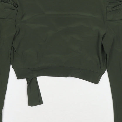 Lustre Womens Green Polyester Basic Blouse Size 10 V-Neck
