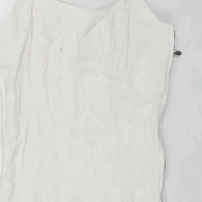 Divided by H&M Womens White Cotton Tank Dress Size 8 Round Neck Zip