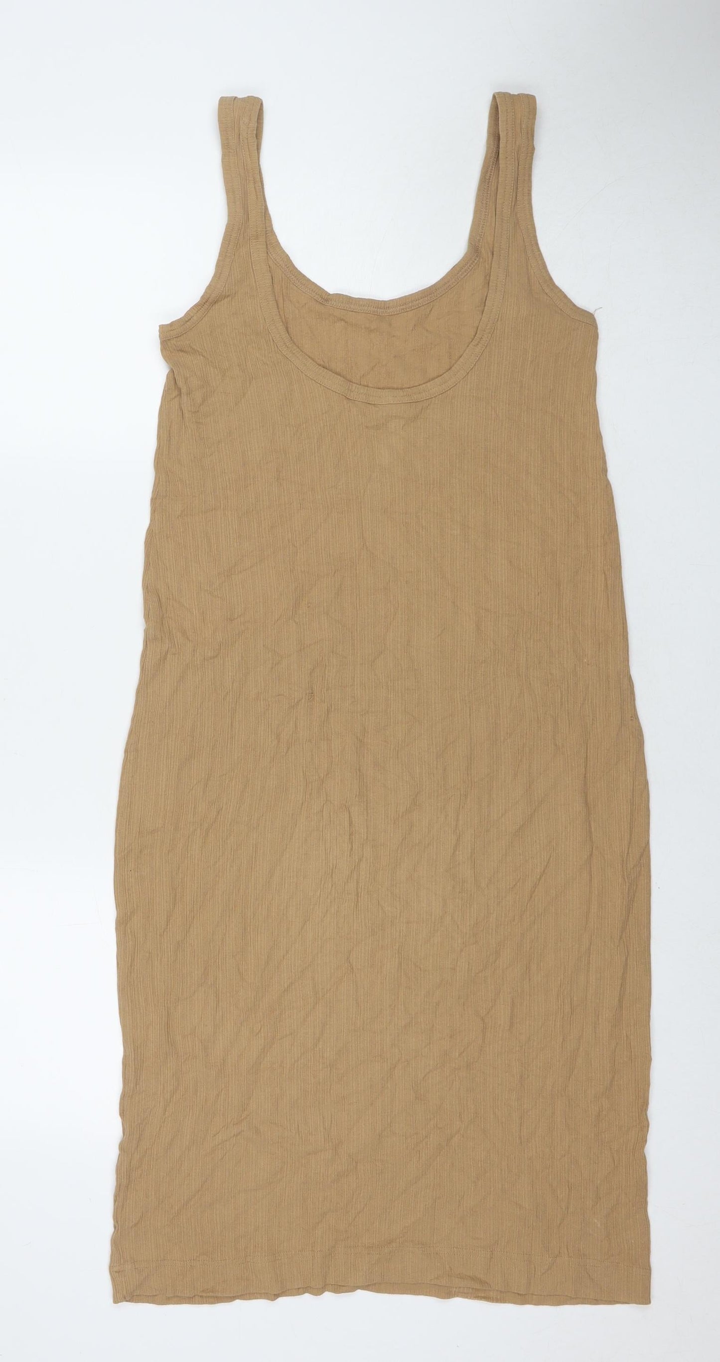 Arket Womens Brown Polyester Tank Dress Size S Round Neck Pullover