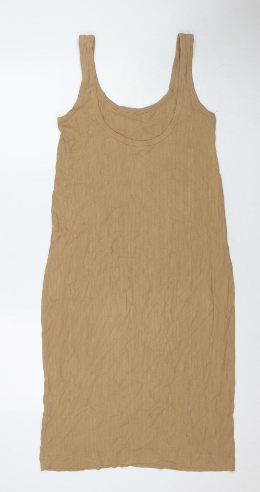 Arket Womens Brown Polyester Tank Dress Size S Round Neck Pullover