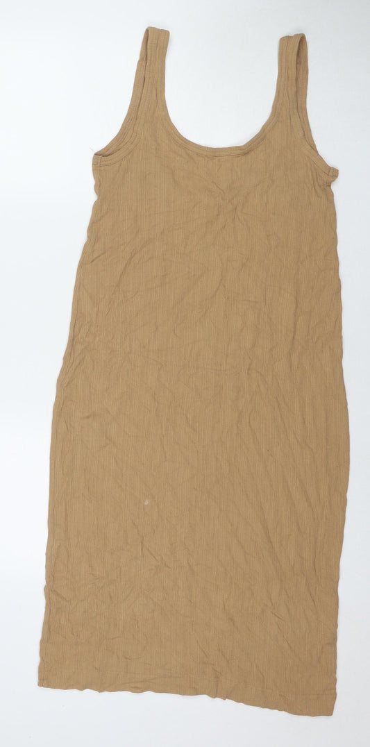 Arket Womens Brown Polyester Tank Dress Size S Round Neck Pullover