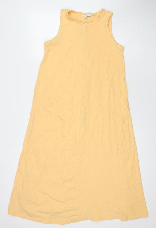 NEXT Womens Orange Cotton Tank Dress Size 12 Round Neck Pullover
