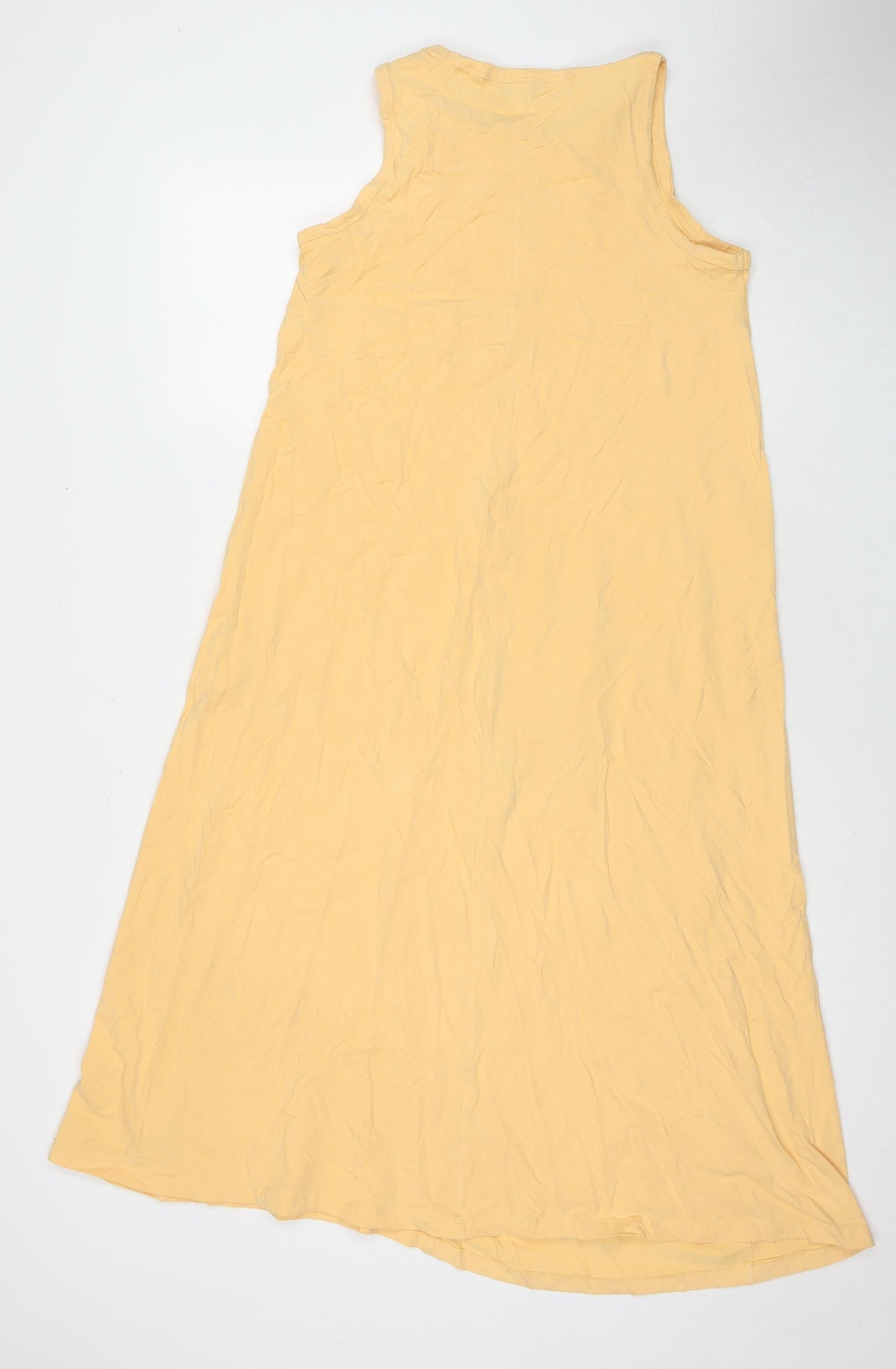 NEXT Womens Orange Cotton Tank Dress Size 12 Round Neck Pullover