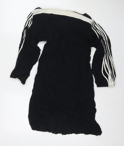 Jesire Womens Black Viscose A-Line Size 6 Boat Neck Zip