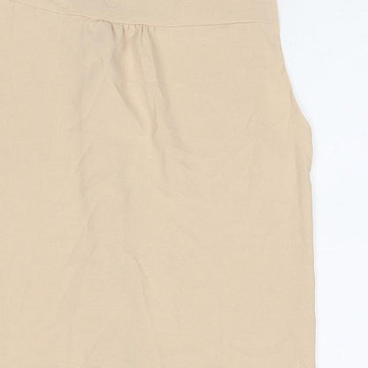 Family Womens Beige Polyester Basic Button-Up Size S Collared
