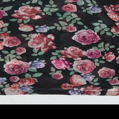 Divided by H&M Womens Black Floral Polyester Basic T-Shirt Size 10 Round Neck