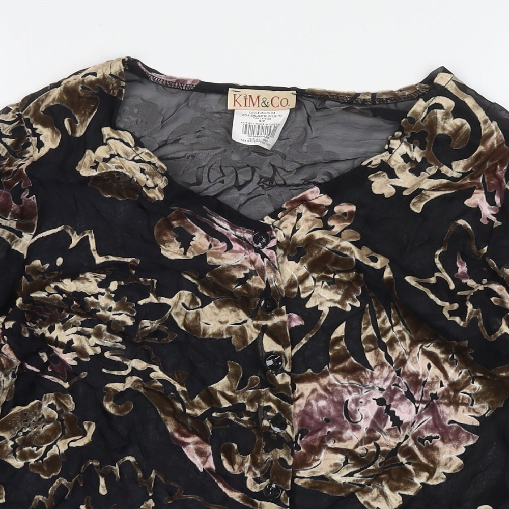 Womens UK Size S Kim&Co Black Basic Button-Up