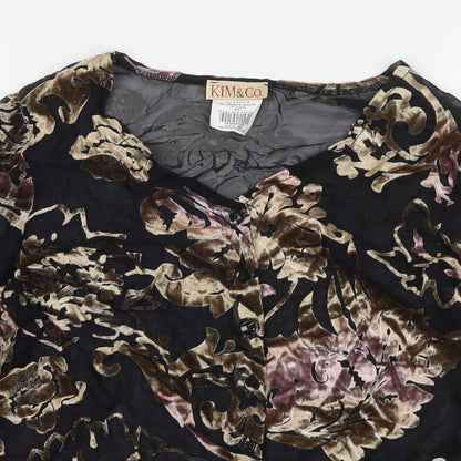 Womens UK Size S Kim&Co Black Basic Button-Up