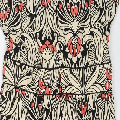 Dorothy Perkins Womens Beige Geometric Cotton A-Line Size 12 Round Neck Zip