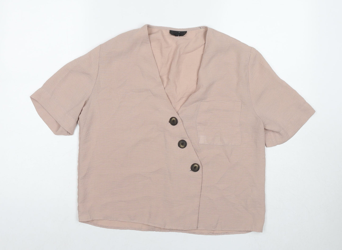 Womens UK Size 10 Topshop Beige Basic Button-Up