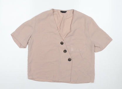 Womens UK Size 10 Topshop Beige Basic Button-Up