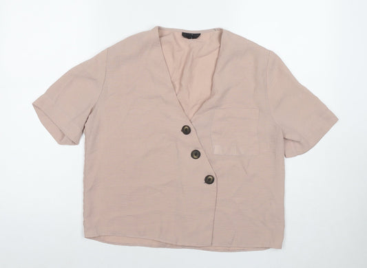 Womens UK Size 10 Topshop Beige Basic Button-Up