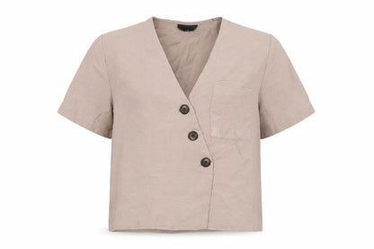 Womens UK Size 10 Topshop Beige Basic Button-Up