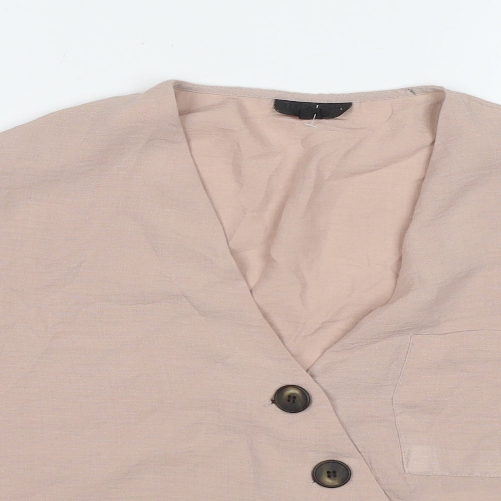 Womens UK Size 10 Topshop Beige Basic Button-Up