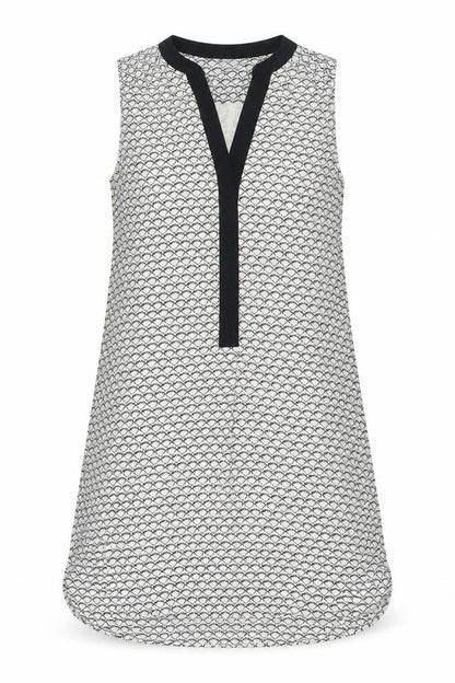 H&M Womens Black Geometric Polyester A-Line Size 10 V-Neck Pullover