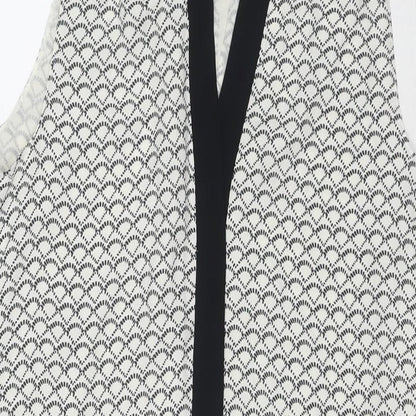 H&M Womens Black Geometric Polyester A-Line Size 10 V-Neck Pullover