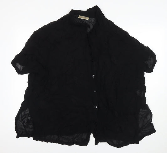 Ann Harvey Womens Black Floral Viscose Basic Button-Up Size 26 Collared - Size 26-28