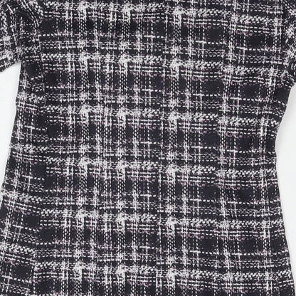 Dorothy Perkins Womens Beige Check Polyester A-Line Size 10 Round Neck Button
