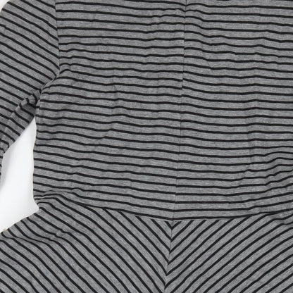 Gap Womens Grey Striped Cotton Jumper Dress Size 10 Round Neck Zip