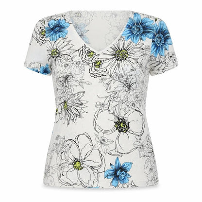 Perie Womens White Viscose Basic T-Shirt Size 12 Round Neck