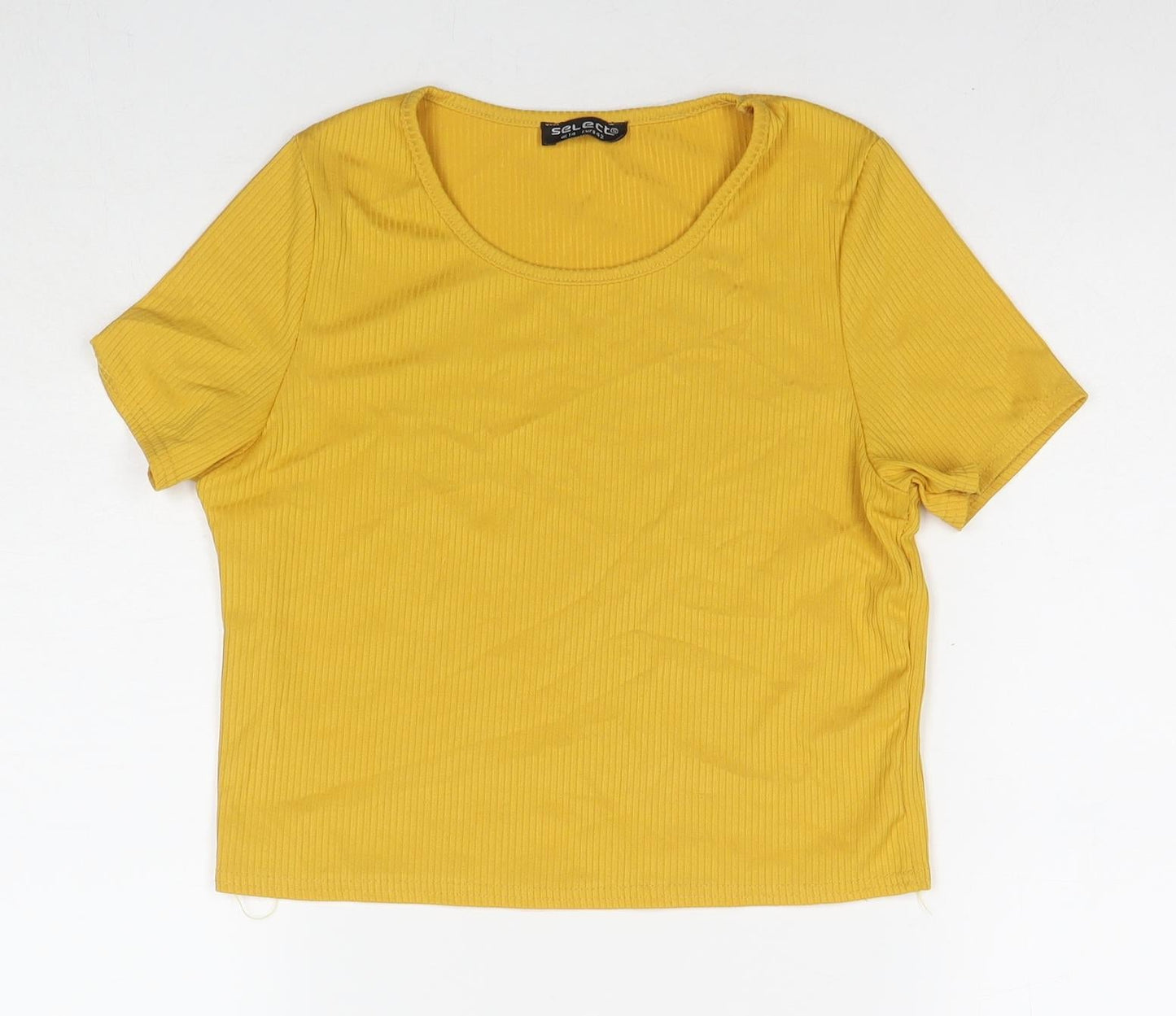 Womens UK Size 14 Select Yellow Basic T-Shirt
