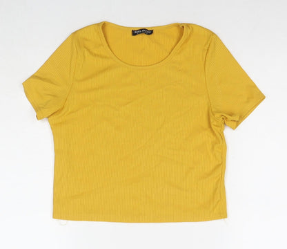 Womens UK Size 14 Select Yellow Basic T-Shirt