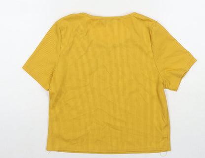 Womens UK Size 14 Select Yellow Basic T-Shirt