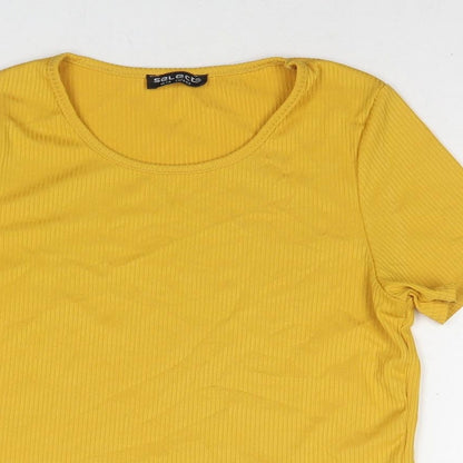 Womens UK Size 14 Select Yellow Basic T-Shirt