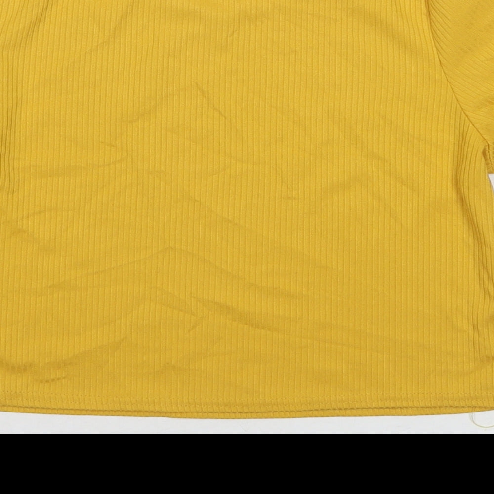 Womens UK Size 14 Select Yellow Basic T-Shirt