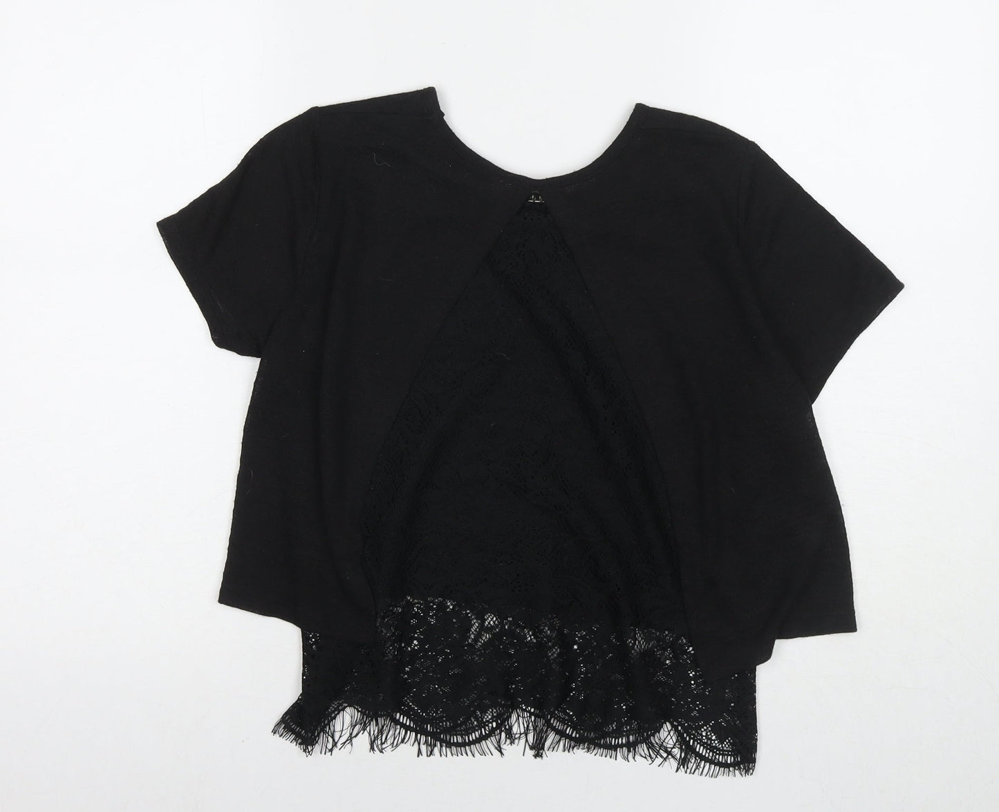 Miss Selfridge Womens Black Polyester Basic T-Shirt Size 10 Round Neck