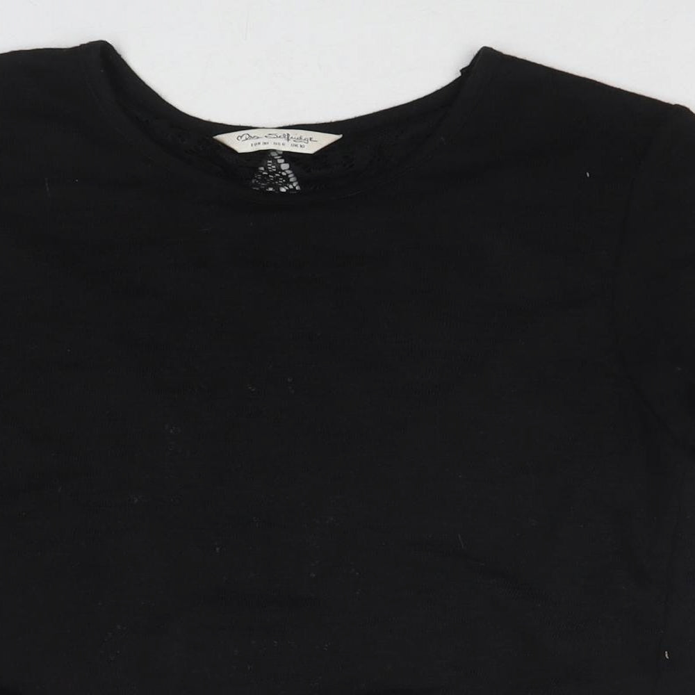 Miss Selfridge Womens Black Polyester Basic T-Shirt Size 10 Round Neck