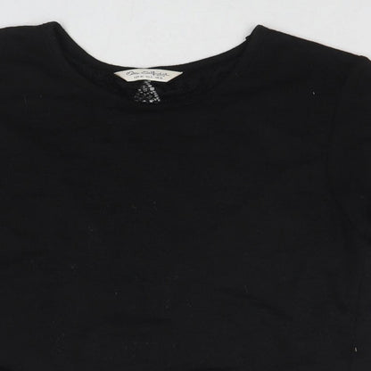 Miss Selfridge Womens Black Polyester Basic T-Shirt Size 10 Round Neck