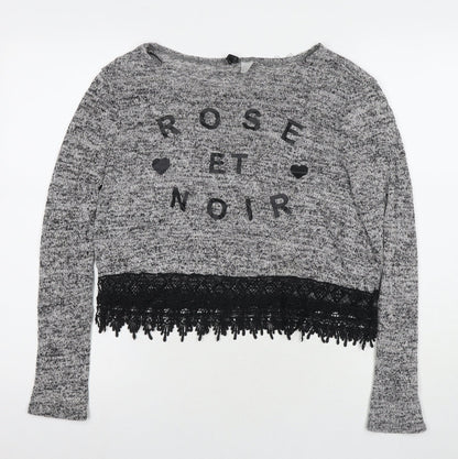 Womens UK Size M Divided by H&M Grey Pullover Jumper