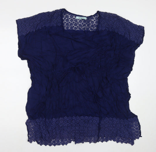 Dickins & Jones Womens Blue Viscose Tunic T-Shirt Size M Scoop Neck - Beach Cover-Up