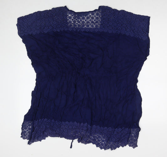 Dickins & Jones Womens Blue Viscose Tunic T-Shirt Size M Scoop Neck - Beach Cover-Up