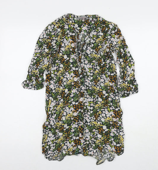 Dorothy Perkins Womens Multicoloured Floral Viscose Shirt Dress Size 10 Collared Button