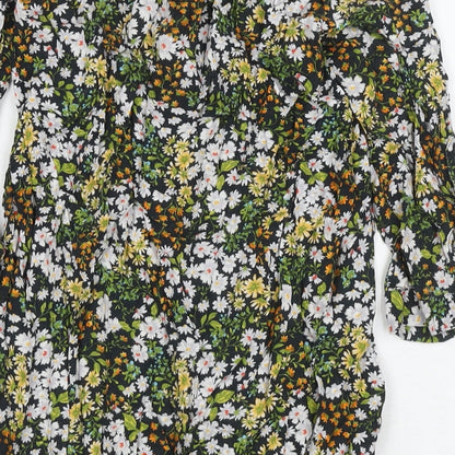Dorothy Perkins Womens Multicoloured Floral Viscose Shirt Dress Size 10 Collared Button