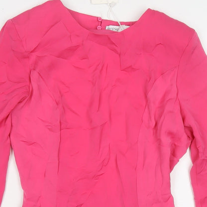 Bershka Womens Pink Polyester A-Line Size XS Round Neck Button - Shoulder Pads
