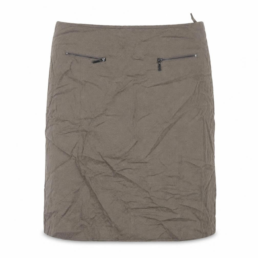 Marks & Spencer Womens Brown Cotton A-Line Skirt Size 10 Zip