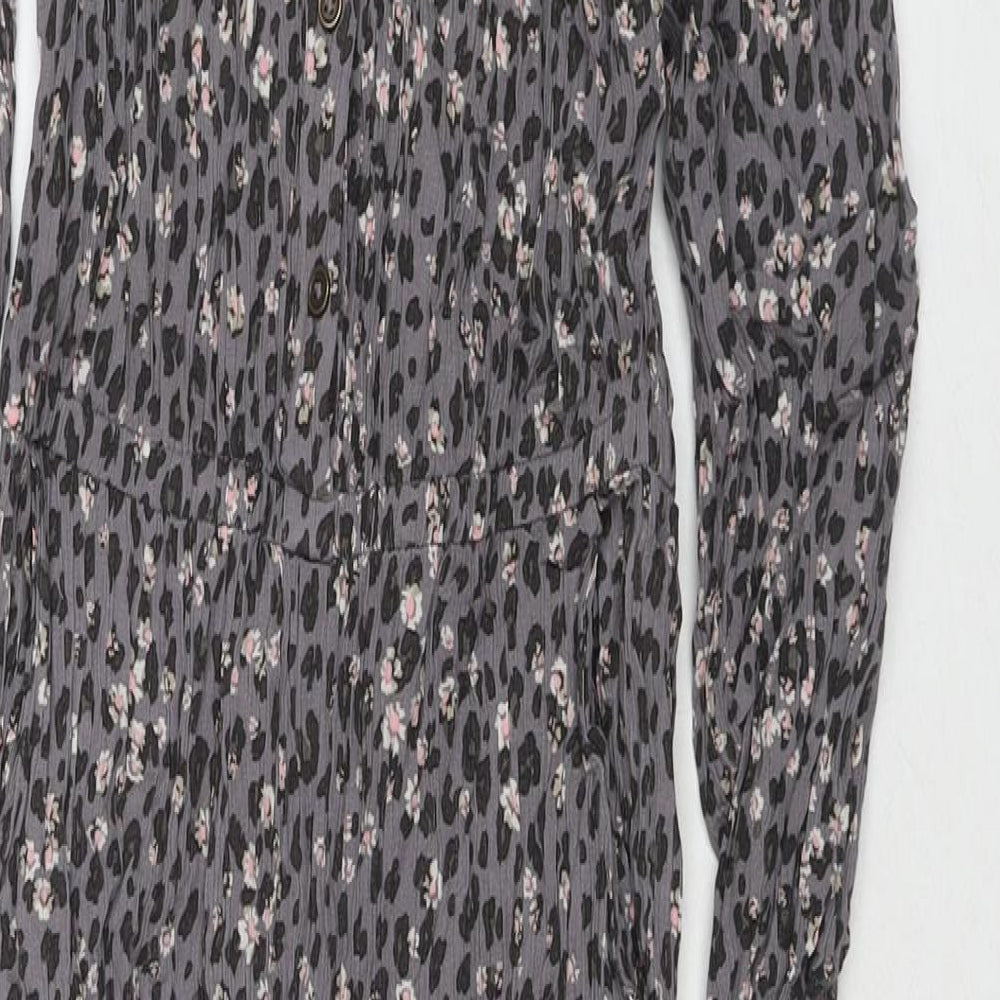 NEXT Girls Grey Floral Viscose Jumpsuit One-Piece Size 11 Years L20 in Button