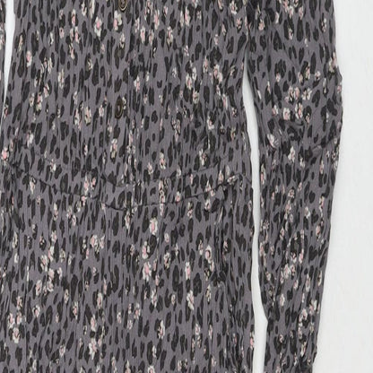 NEXT Girls Grey Floral Viscose Jumpsuit One-Piece Size 11 Years L20 in Button