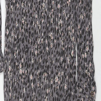 NEXT Girls Grey Floral Viscose Jumpsuit One-Piece Size 11 Years L20 in Button