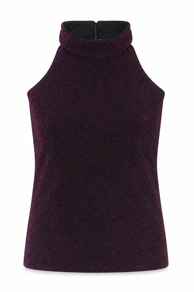 Dorothy Perkins Womens Purple Polyacrylate Fibre Basic Tank Size 6 Halter - Glitter Detail