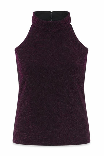 Dorothy Perkins Womens Purple Polyacrylate Fibre Basic Tank Size 6 Halter - Glitter Detail
