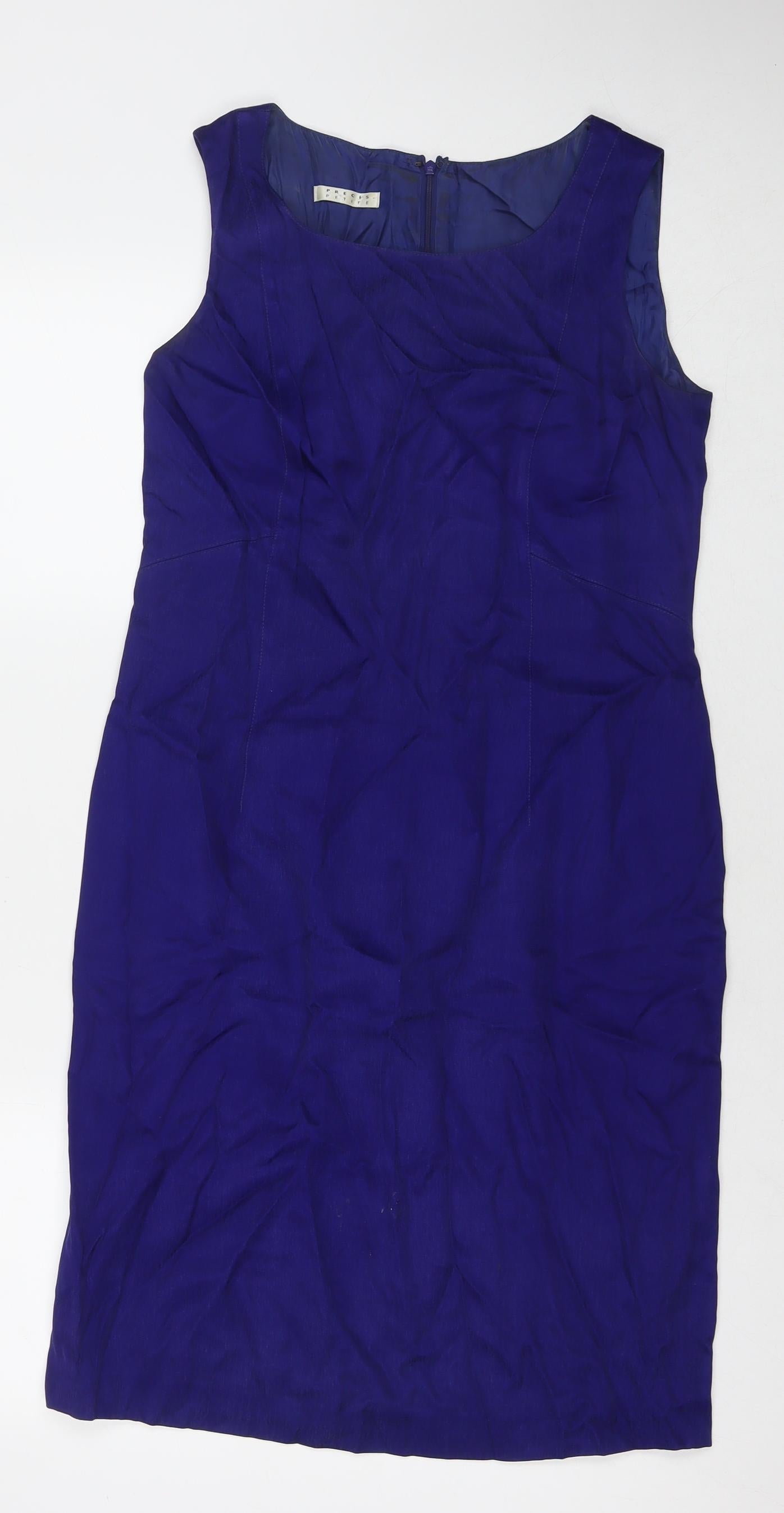 Precis Womens Blue Viscose A-Line Size 12 Round Neck Zip