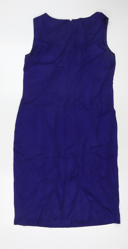 Precis Womens Blue Viscose A-Line Size 12 Round Neck Zip