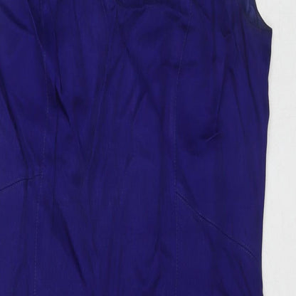 Precis Womens Blue Viscose A-Line Size 12 Round Neck Zip