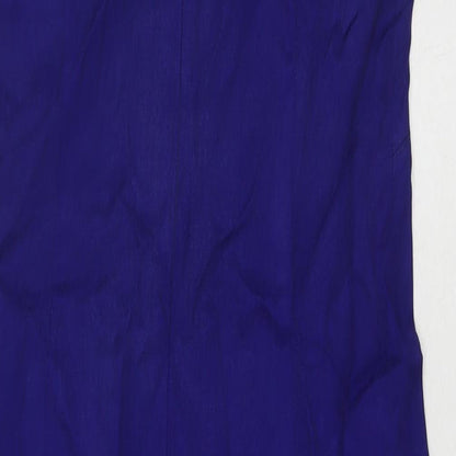 Precis Womens Blue Viscose A-Line Size 12 Round Neck Zip