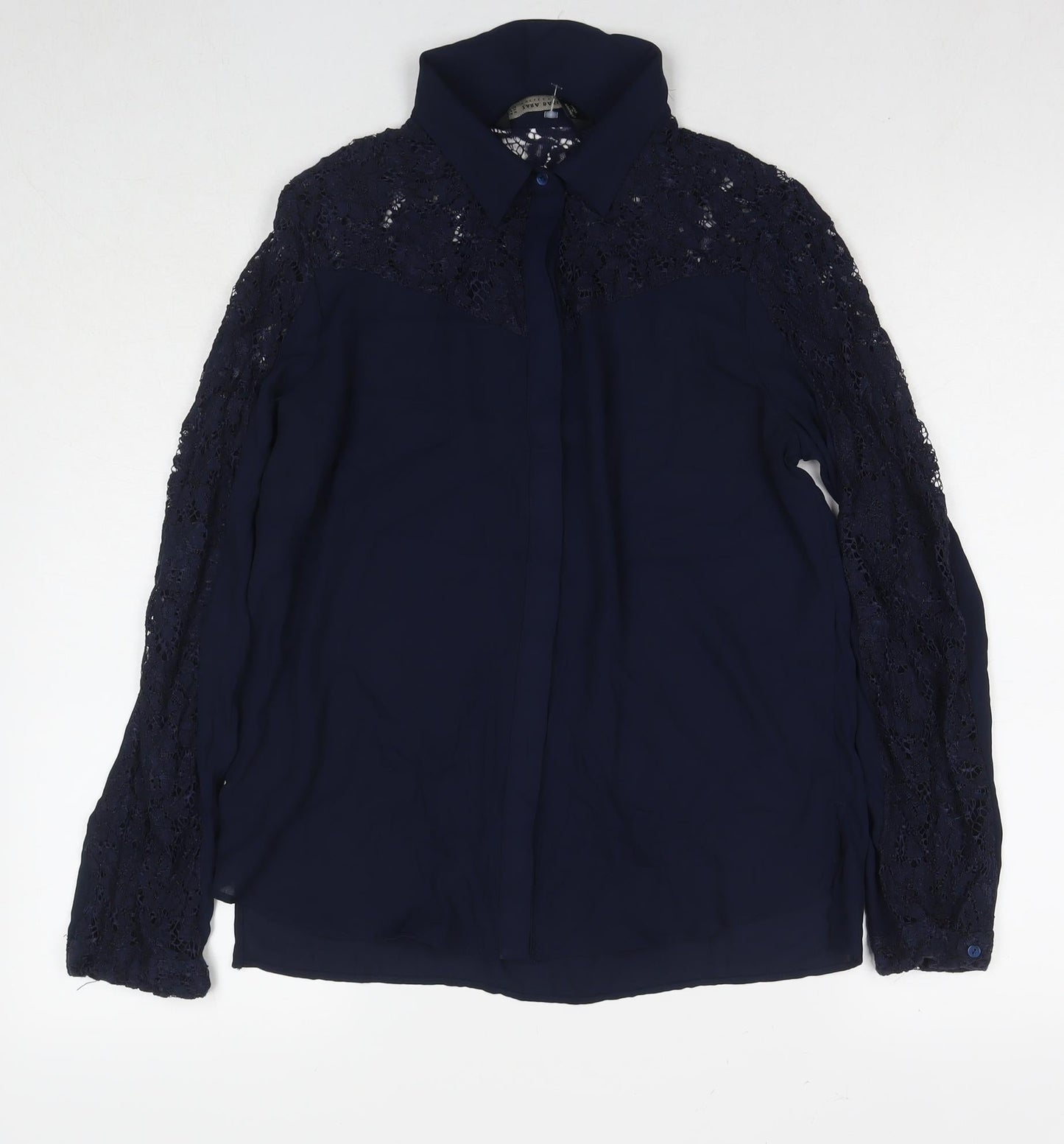 Womens UK Size M Zara Blue Basic Button-Up
