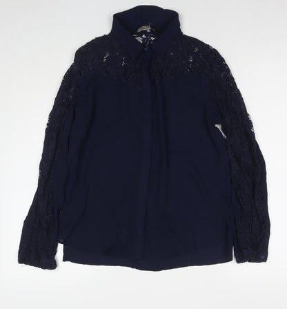 Womens UK Size M Zara Blue Basic Button-Up